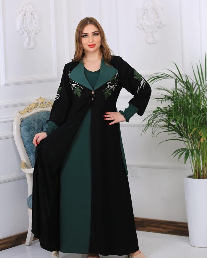 عبايه ملكيه كلاسيكيه انيقه, حزام فستان تطريز مكنيه كم مطاط