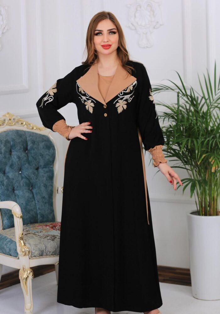 WhatsApp Image 2025-01-25 at 11.04.36 عبايه ملكيه كلاسيكيه انيقه، حزام فستان تطريز مكنيه كم مطاط خفيف