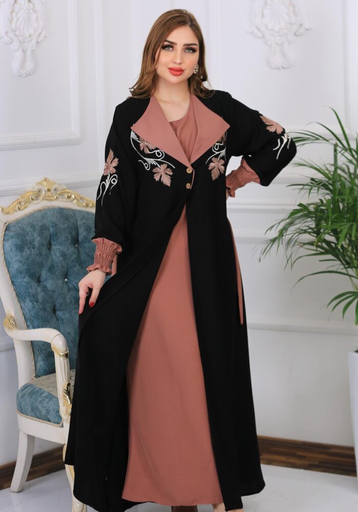 WhatsApp Image 2025-01-25 at 11.09.33 عبايه ملكيه كلاسيكيه انيقه، حزام فستان تطريز مكنيه كم مطاط خفيف