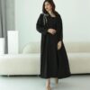 عبايه العيد لف أنيقه في اللبس تطريز فيونكه كتف كم ساده