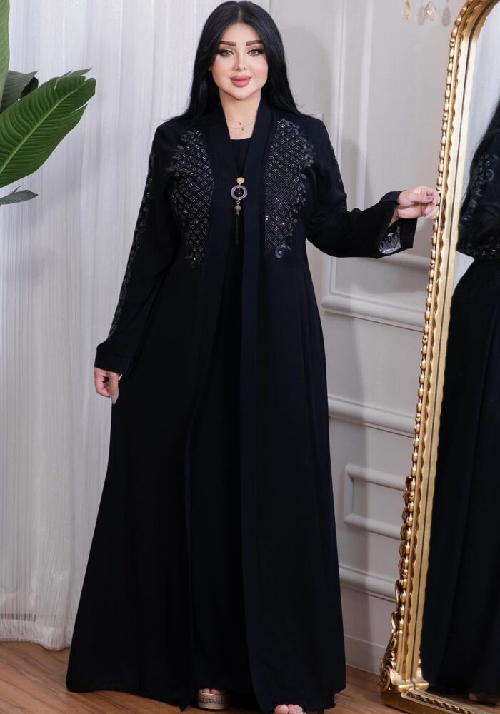 عبايه ملكي تطريز امام مع فصوص سوار فسكي اصلي