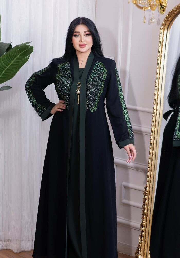 عبايه ملكي تطريز امام مع فصوص سوار فسكي اصلي