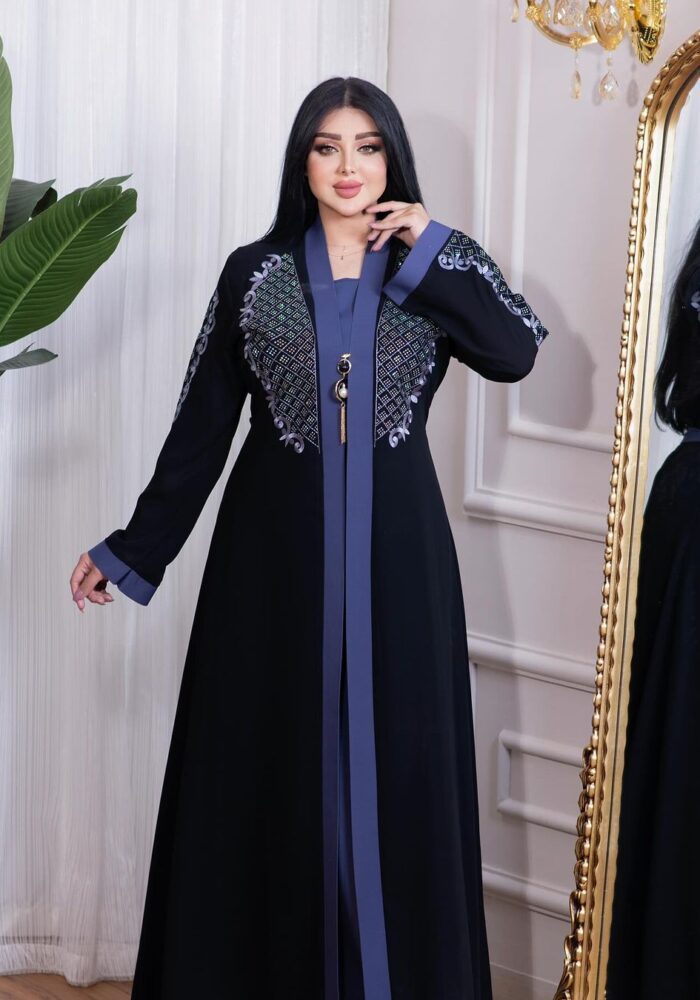 عبايه ملكي تطريز امام مع فصوص سوار فسكي اصلي