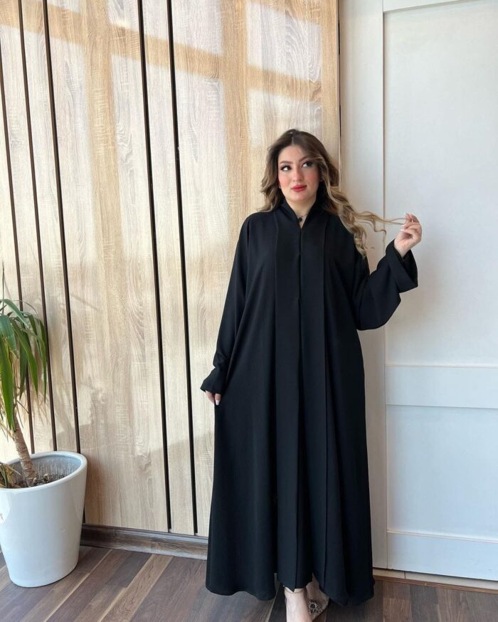 عبايه ساده أنيقه ساتره نص كلوش كم مقلوب