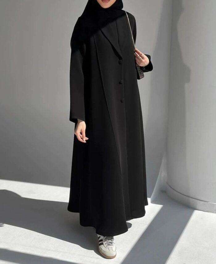 عبايه نص كلوش ساده أنيقه فخمه كم ساده قماش ملكي