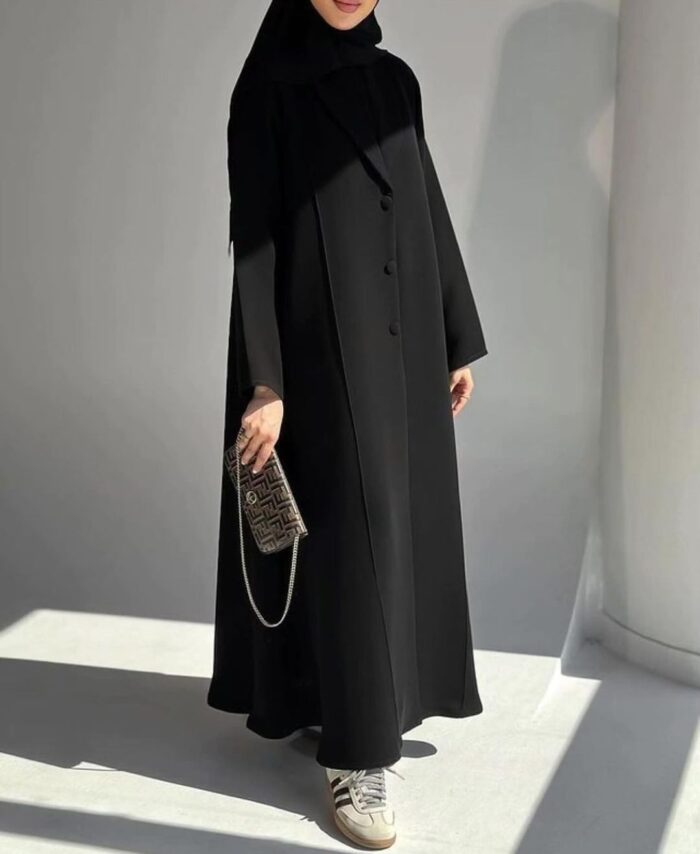 عبايه نص كلوش ساده أنيقه فخمه كم ساده قماش ملكي