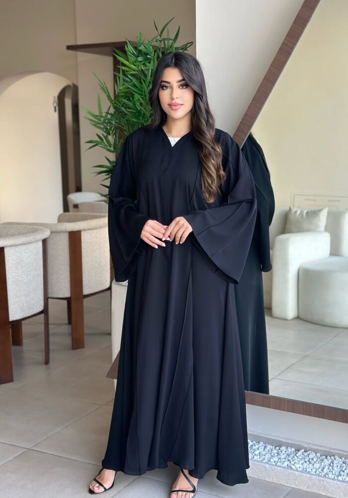 عبايه ملكي نص كلوش ساده دقه خيط كم وسيع