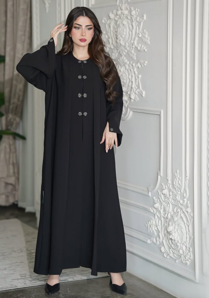 عبايه ساده أنيقه للدوامات نص كلوش جيوب مخفيه
