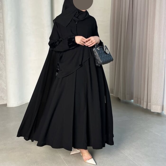 عبايه ملكي كلوش كامل كم مخمل مناسبه للطلعه