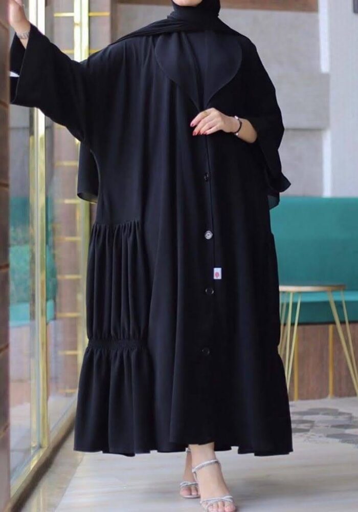 عبايه ملكي ساده نص بشت كسرات جنب انيقه