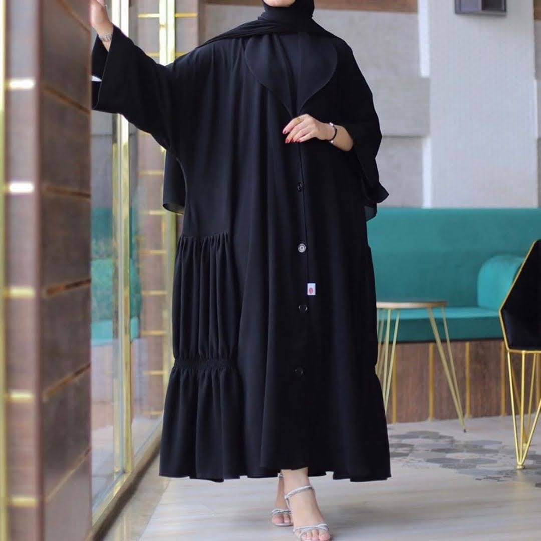 عبايه ملكي ساده نص بشت كسرات جنب انيقه