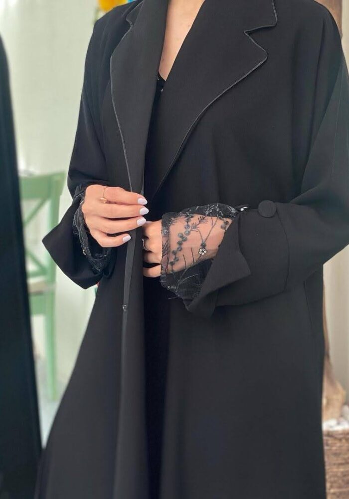 عبايه ملكي ساده كم دنتيل خرز  تحديد ستان عل القلاب