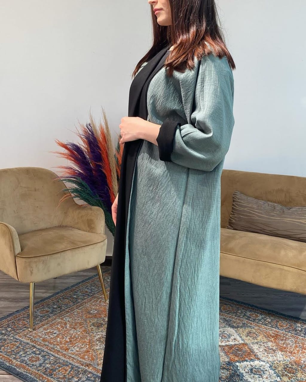 عبايه ملكي دبل فيس أنيقه ساده القماش نواعم كوري