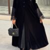 عباية مخمل نص كلوش انيقه دانتيل فخم في الكم