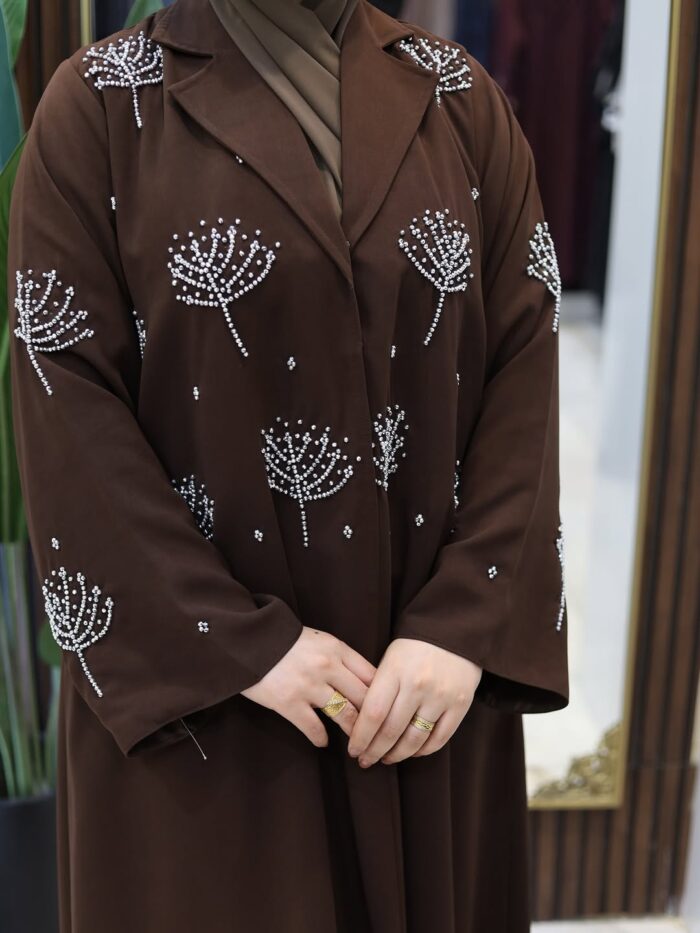 عباية مطرزة ملونه نص كلوش قماش ملكي