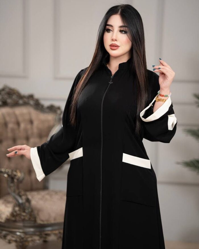 عبايه نص كلوش تهبل للدوامات سحاب جيوب