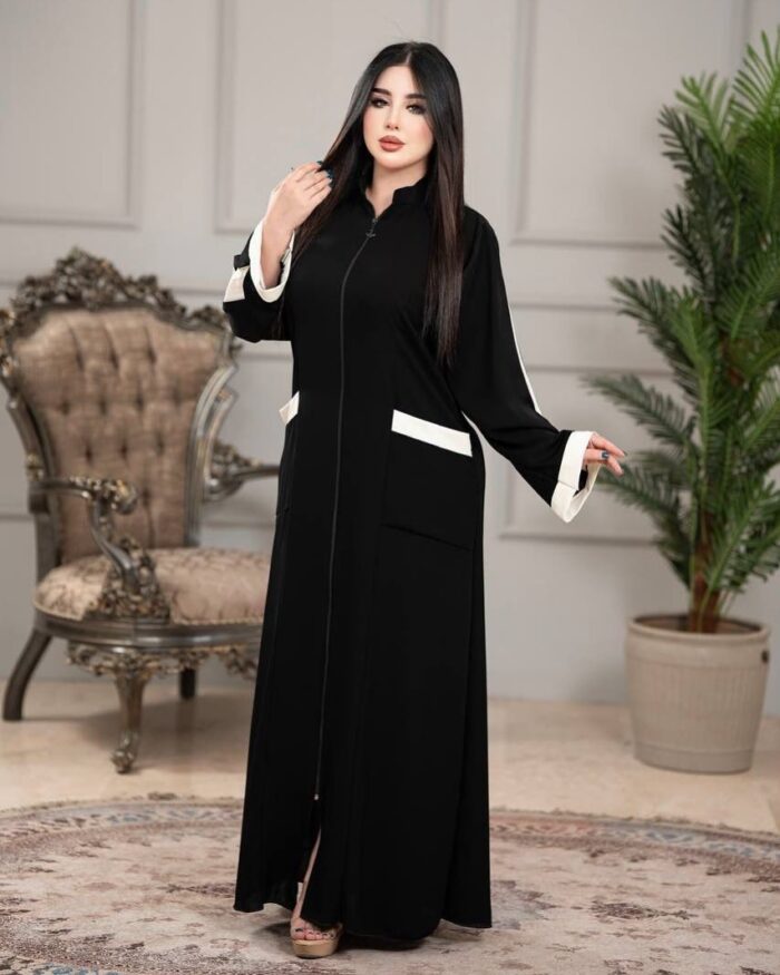 عبايه نص كلوش تهبل للدوامات سحاب جيوب