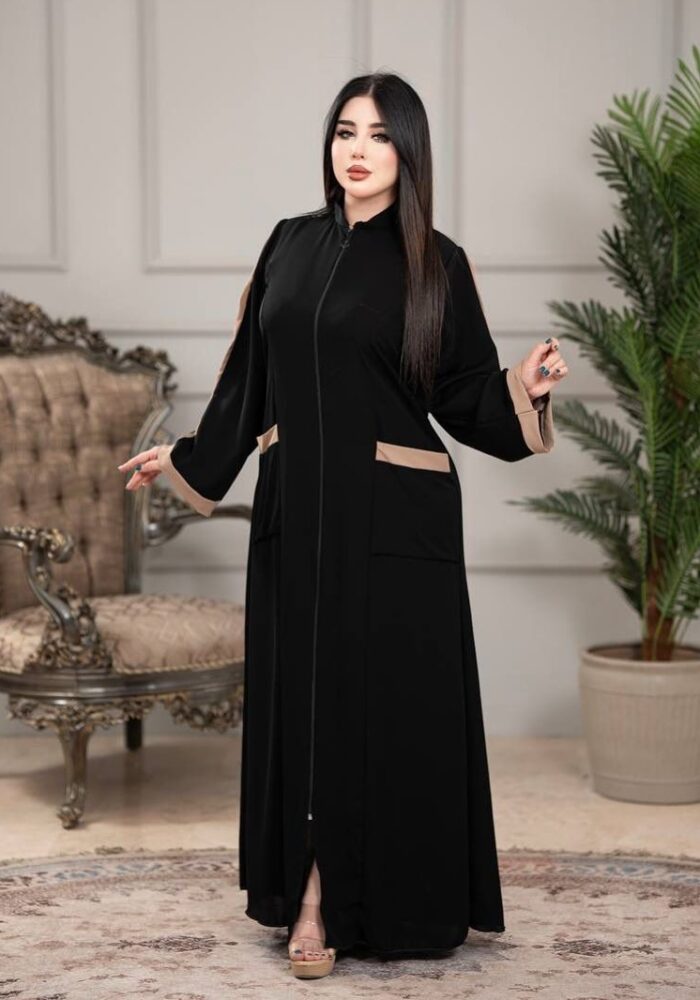 عبايه نص كلوش ساده جيوب سحاب