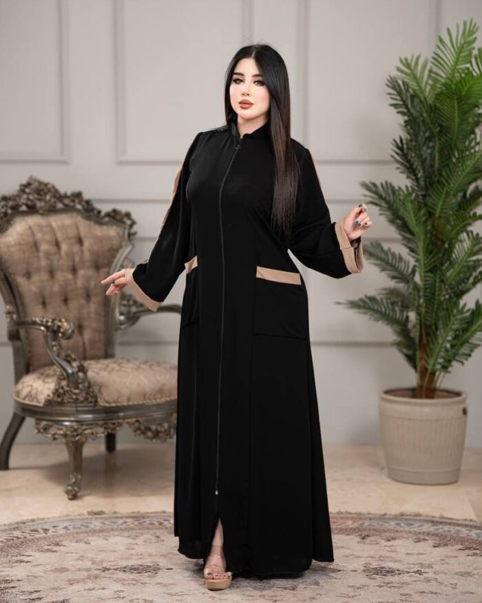 عبايه نص كلوش ساده جيوب سحاب