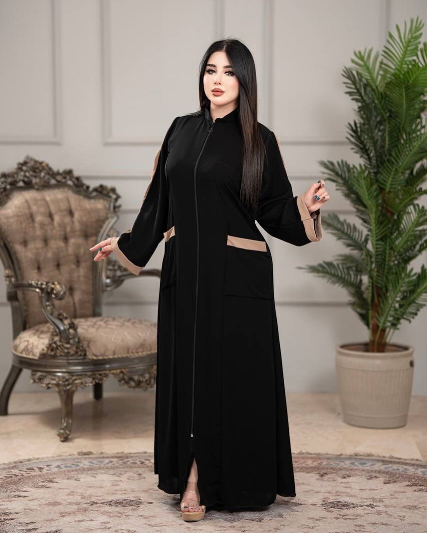 عبايه نص كلوش ساده جيوب سحاب