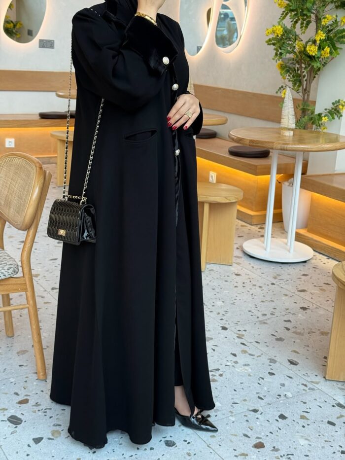 عبايه نص كلوش تهبل جيوب مخفيه شتويه تحديد مخمل