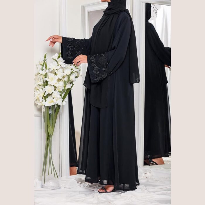 عبايه انيقه للكشخه تهبل دبل شيفون تبرق وترعد