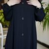عباية سوداء بأزرار وكشكش سفلي - "عبايه نمبر ون" - تصميم عصري مريح